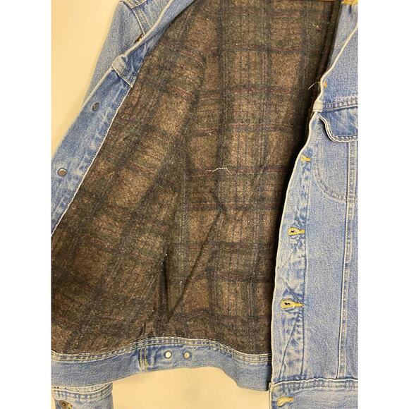 Women Vintage Lee Dungarees Lined Button Up Jean Jacket Med Chore Coat Country - Picture 15 of 16
